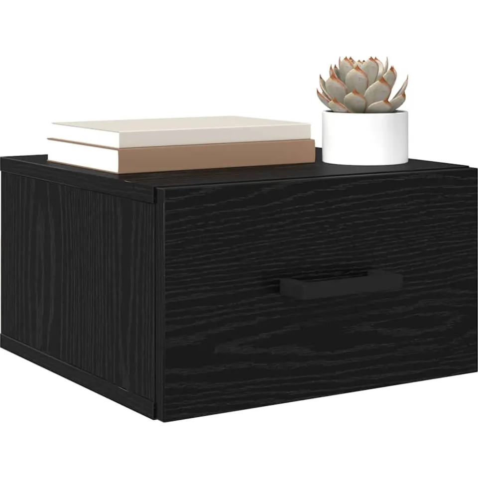 vidaXL Nachtkastje 2 st Zwart eiken 35 x 35 x 20 cm Bewerkt hout