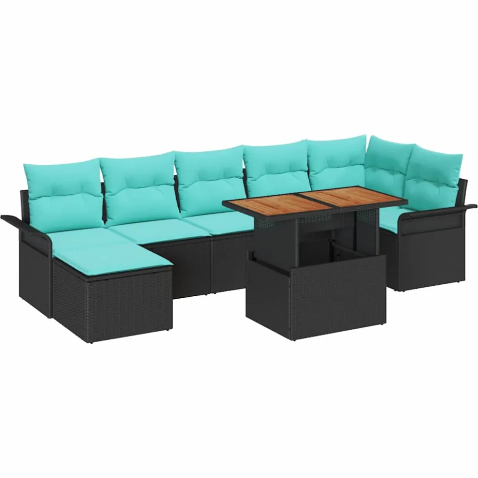 vidaXL Tuin Sofa Set 8 st Zwart Poly riet