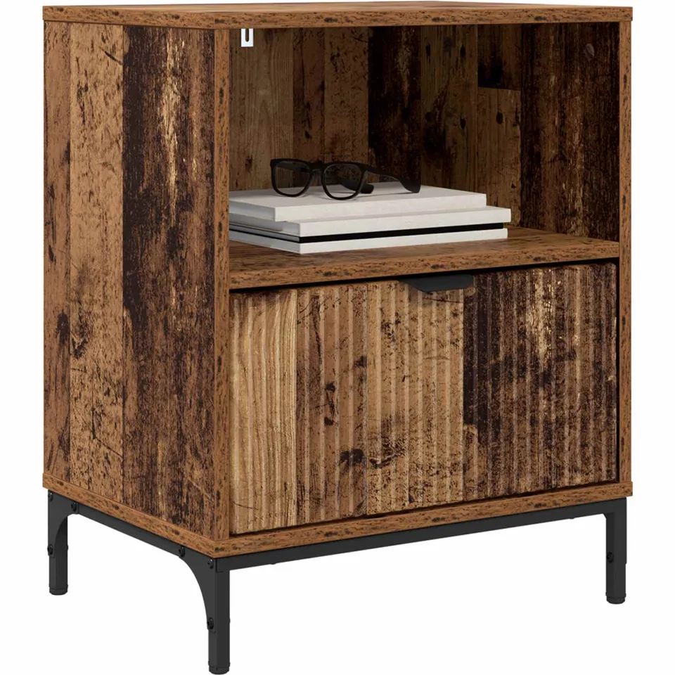 vidaXL Nachtkastje Oud hout 49 x 36 x 61 cm Bewerkt hout Bruin