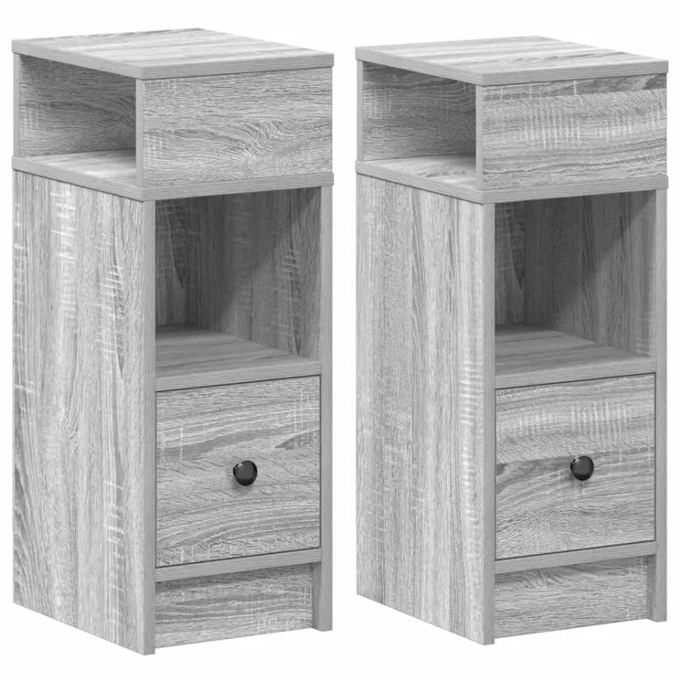 vidaXL Nachtkastjes 2 st met lade 25x31x66 cm grijs sonoma eiken, foto 3