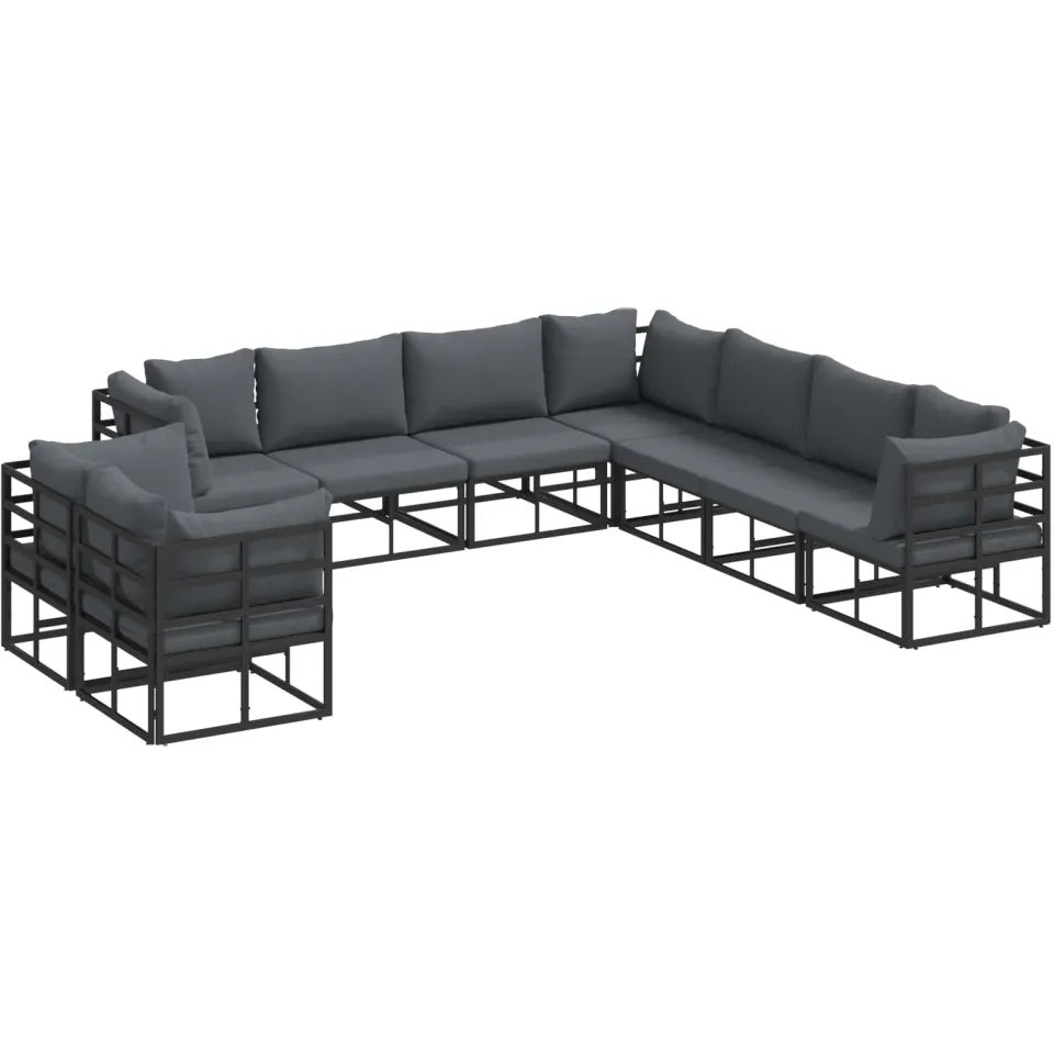 vidaXL Tuinbankenset 9 st Zwart Aluminium