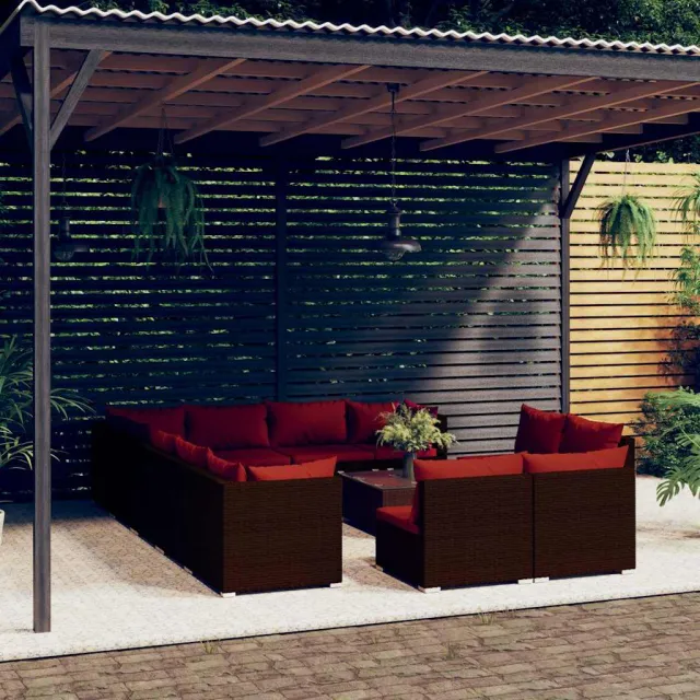 vidaXL 13-delige Loungeset met kussens poly rattan bruin, foto 2