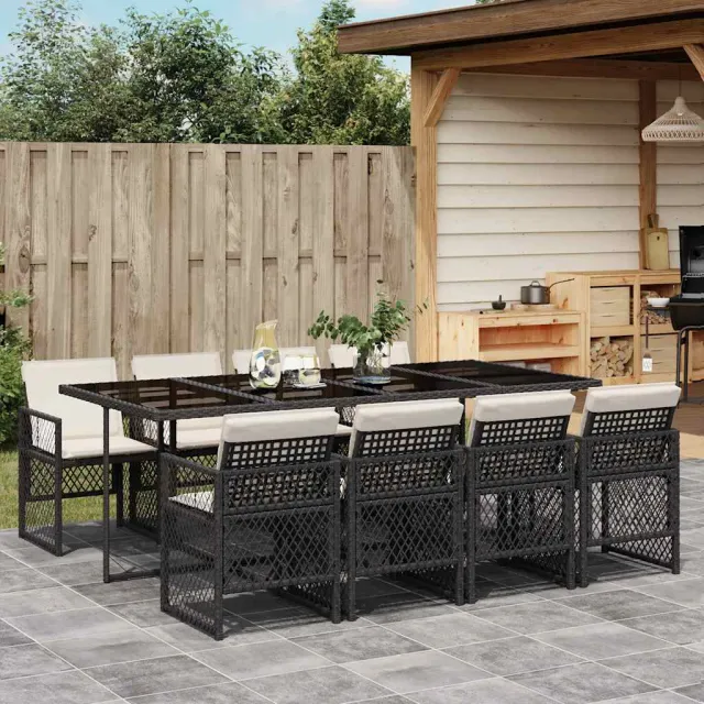 vidaXL 9-delige Tuinset poly rattan zwart, foto 2