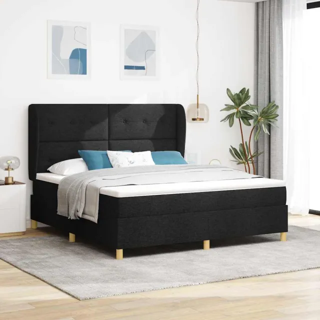 vidaXL Boxspringbed met hoofdeinde Zwart 200 x 180 cm Stof