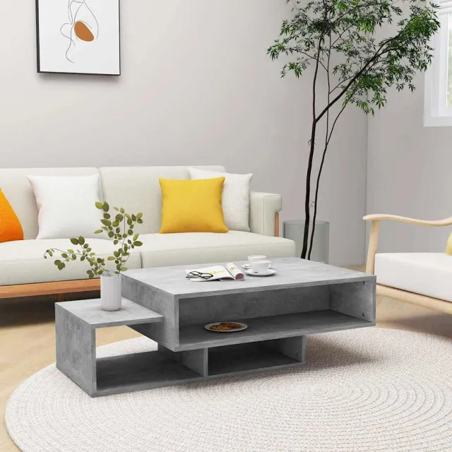 vidaXL Salontafel 105x55x32 cm bewerkt hout betongrijs