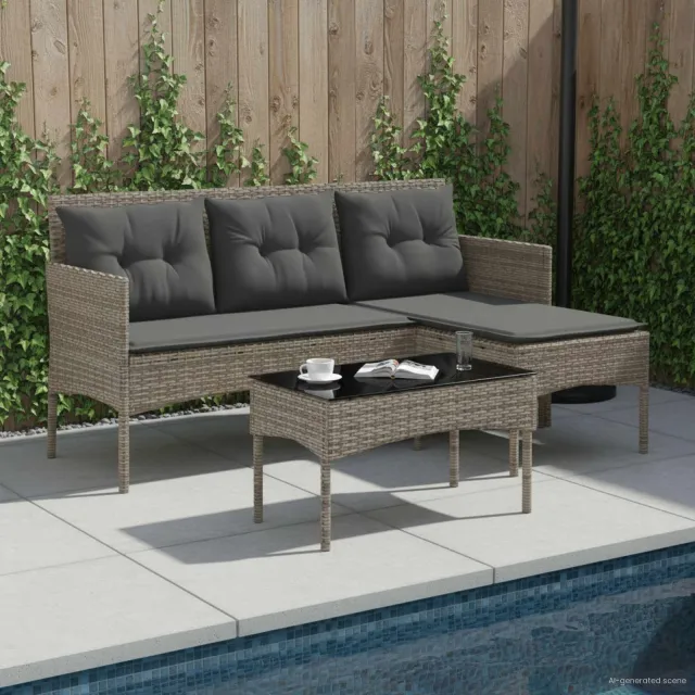 vidaXL Tuinbankenset 2 st poly rattan Grijs