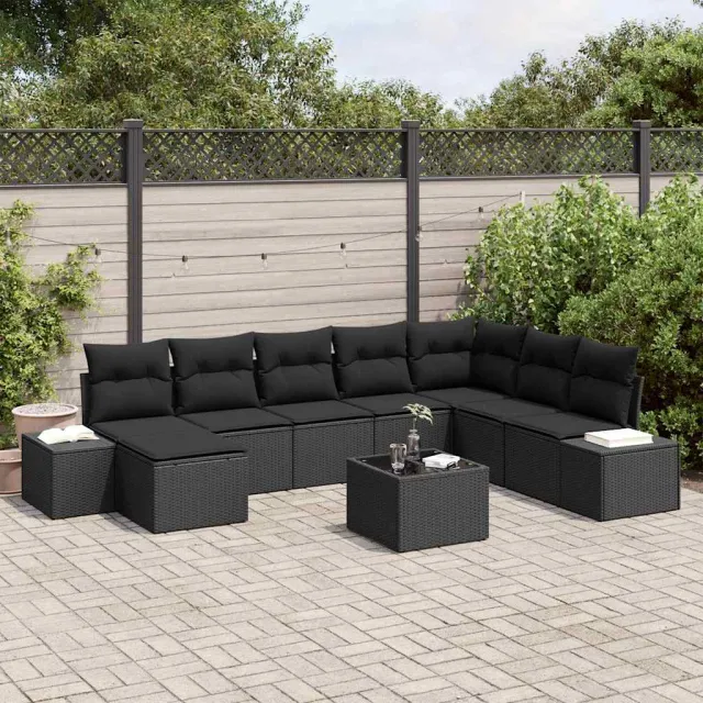 vidaXL Tuin Sofa Set 8 st Zwart poly rattan, foto 2
