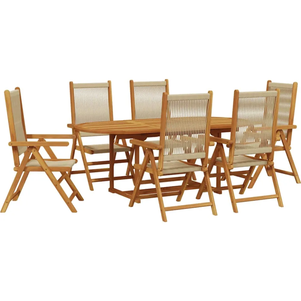 vidaXL 7-delige Tuinset polypropeen en massief hout beige, foto 3