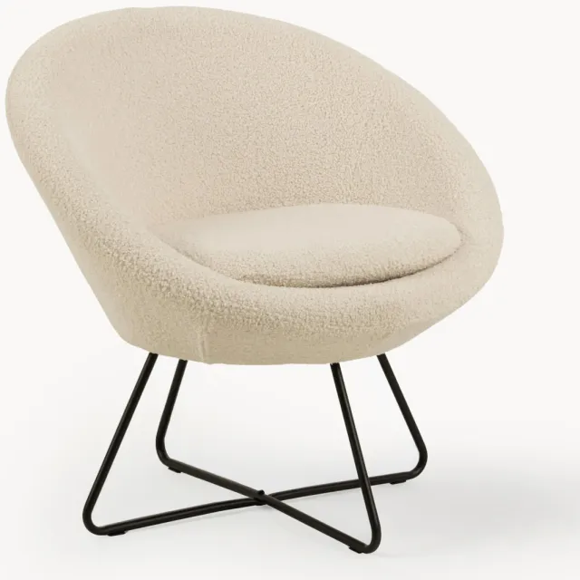 AC Design Teddy cocktailfauteuil Center met metalen poten Beige, Zwart