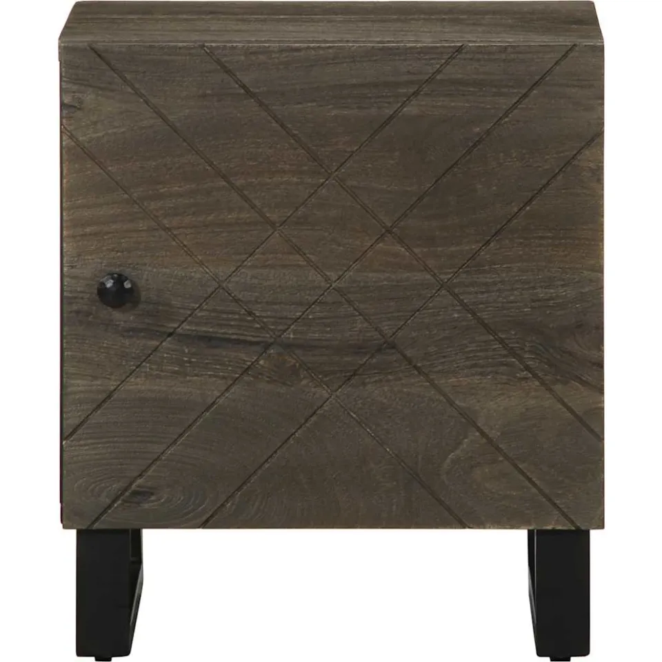 vidaXL Nachtkastje 40x33x46 cm massief mangohout zwart, foto 3