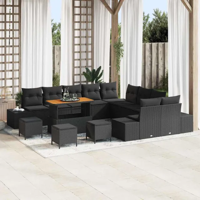 vidaXL Tuinbankenset 14 st Zwart poly rattan