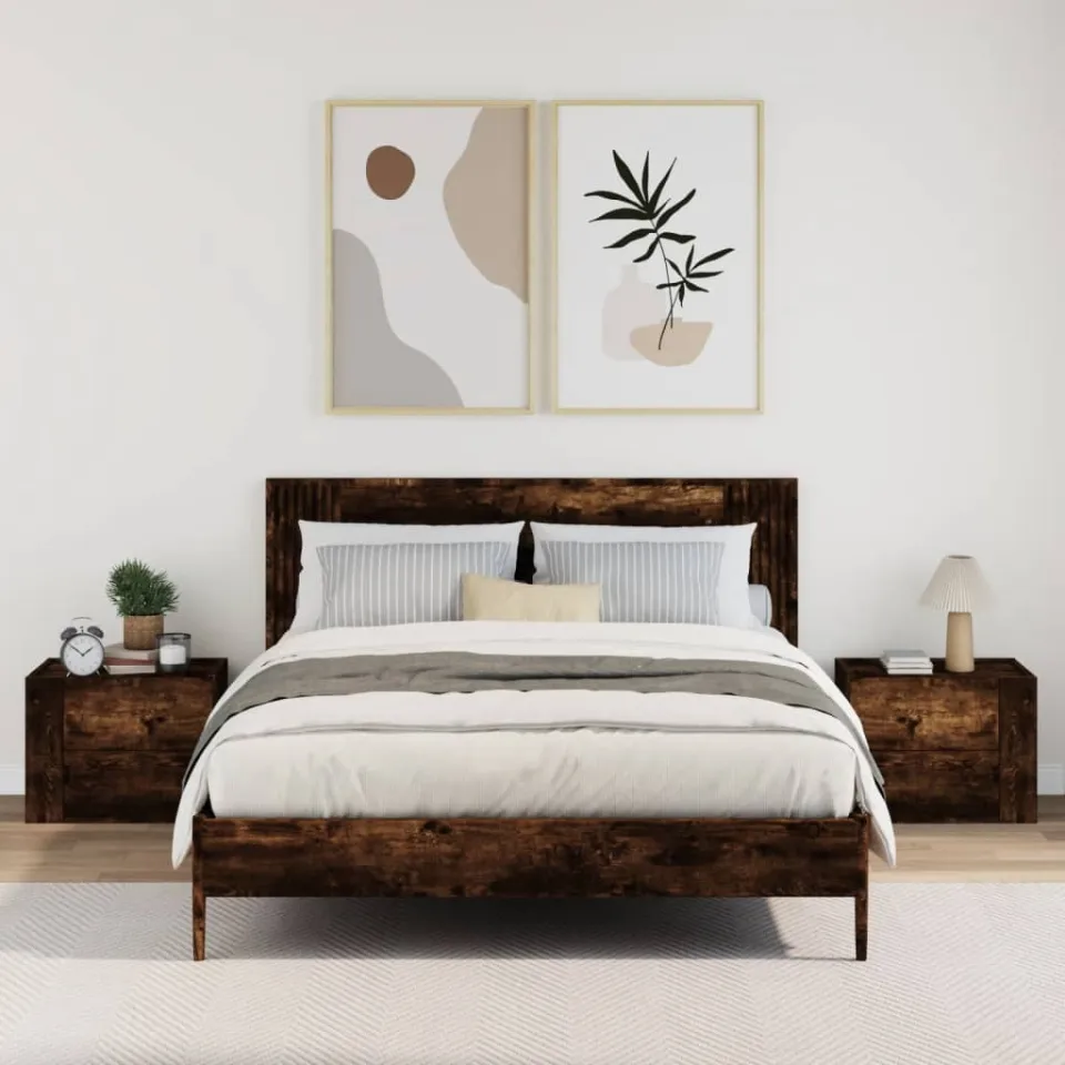 vidaXL Nachtkastjes 2 st wandgemonteerd 45x30x35 cm gerookt eikenkleur, foto 2