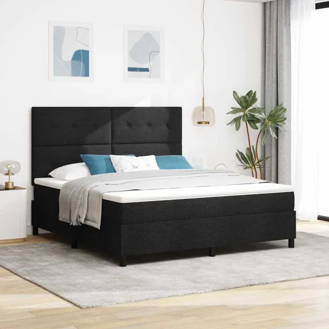 vidaXL Boxspring bed met LED-stripverlichting Zwart 180 x 200 cm Stof