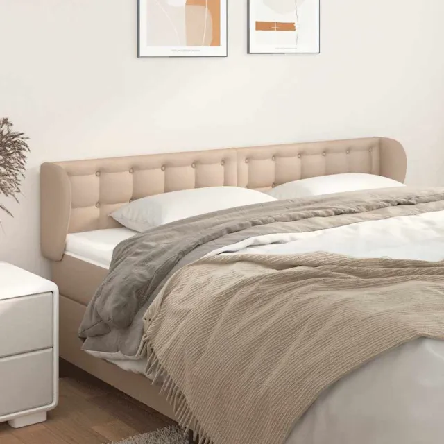 vidaXL Hoofdbord met randen 163x23x78/88 cm kunstleer cappuccinokleur Bruin