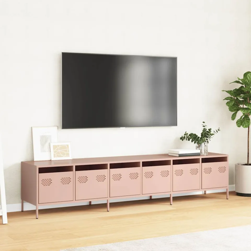 vidaXL Tv-meubel 202x39x43,5 cm koudgewalst staal roze, foto 3