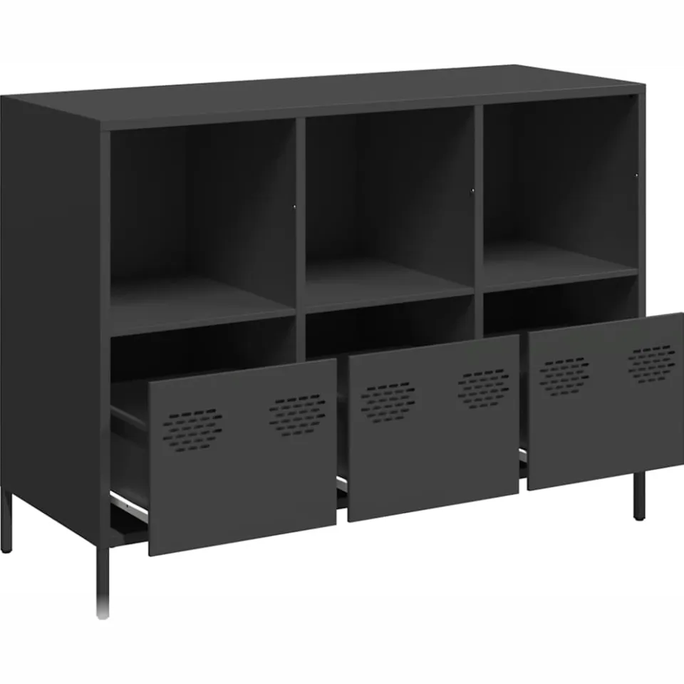 vidaXL Dressoir 101,5x39x73,5 cm koudgewalst staal zwart, foto 4