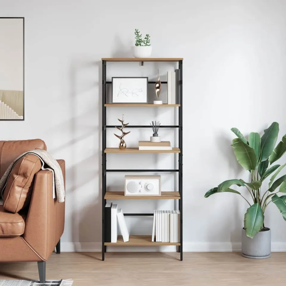 vidaXL Boekenkast 4-laags 60 x 29,5 x 149 cm Bewerkt hout bruin, foto 3