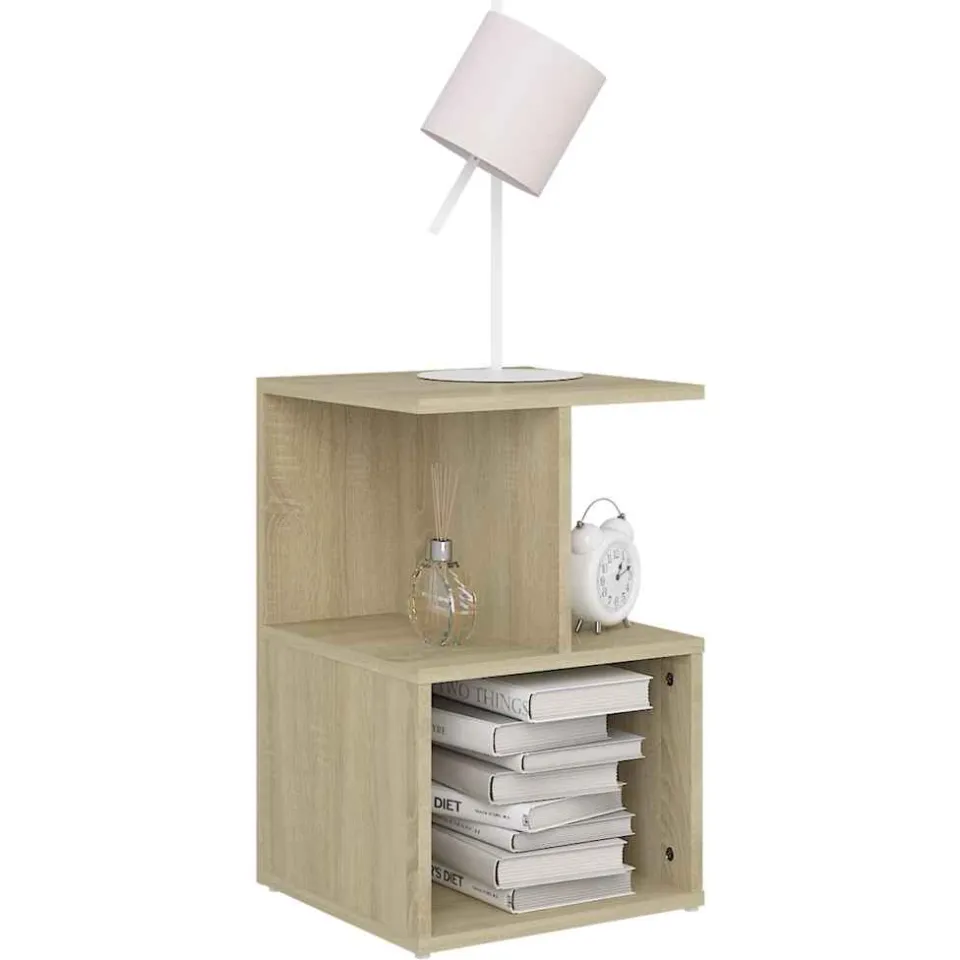 vidaXL Nachtkastje 35x35x55 cm bewerkt hout sonoma eikenkleurig Bruin