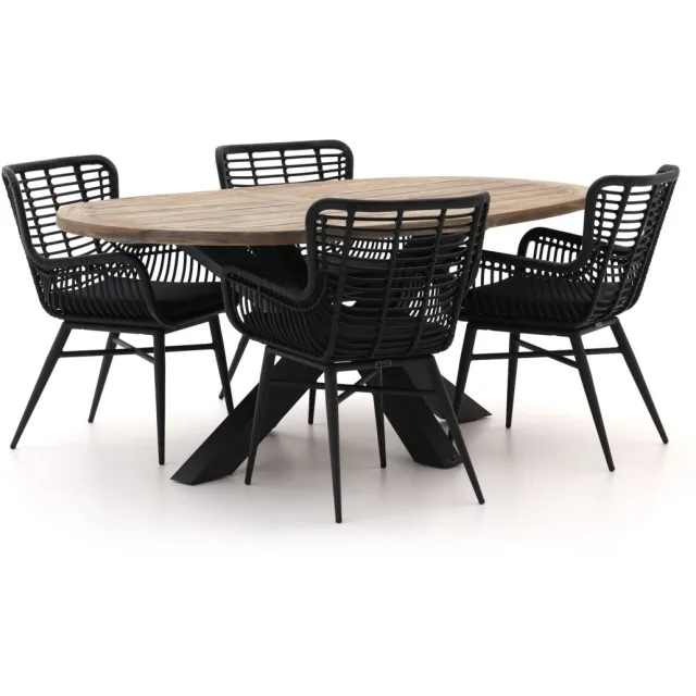 Intenso Furniture Intenso Asti/Rough-Y Ellips 200cm dining tuinset 5-delig grijs, foto 2
