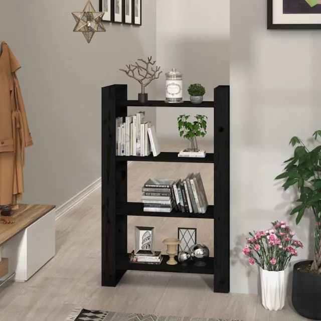 vidaXL Boekenkast/kamerscherm 80x35x125 cm massief grenenhout zwart, foto 2