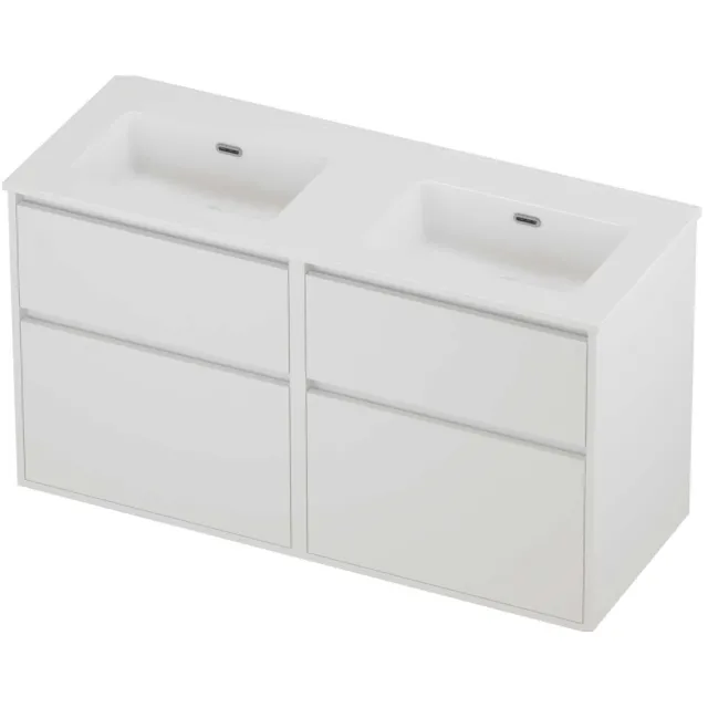 Proline Tribute Badmeubelset Porselein Elegant Dubbel 120x46x67 cm Glans Wit Mat White Mat Wit