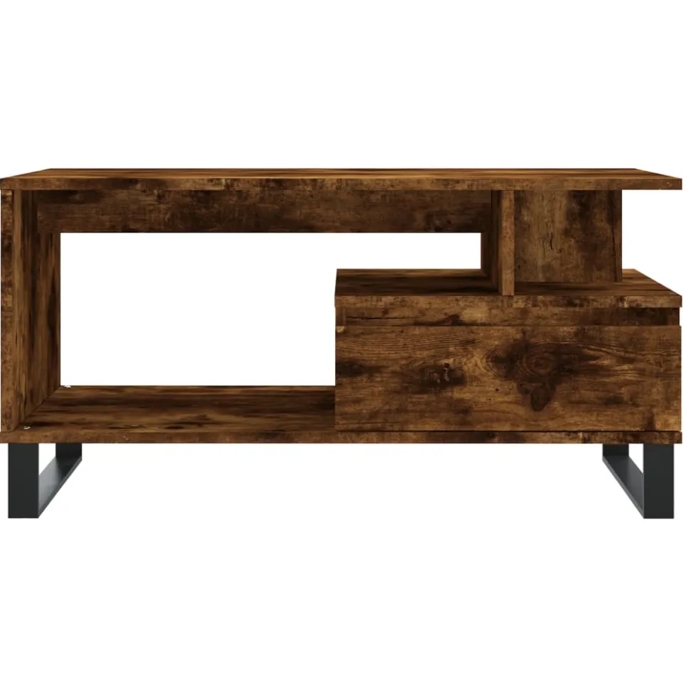 vidaXL Salontafel 90x49x45 cm bewerkt hout gerookt eikenkleurig Bruin