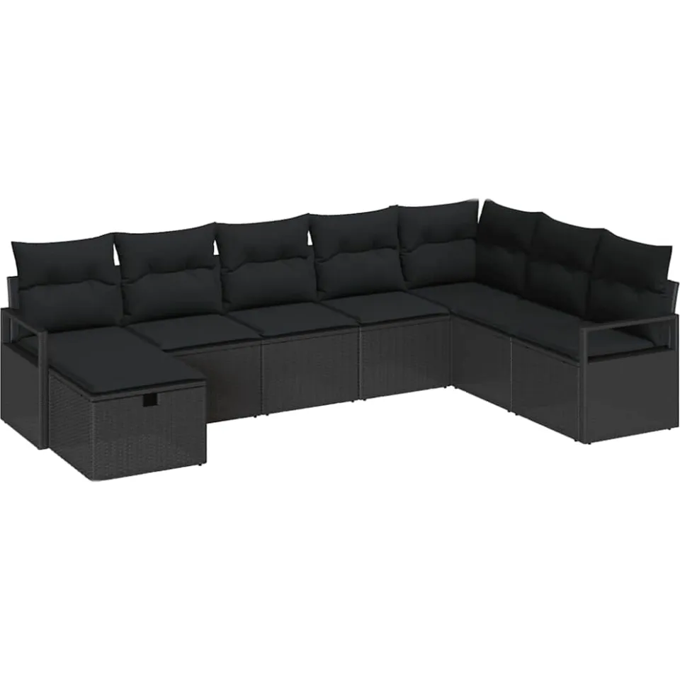 vidaXL Bankstel 6 st poly rattan zwart, foto 4