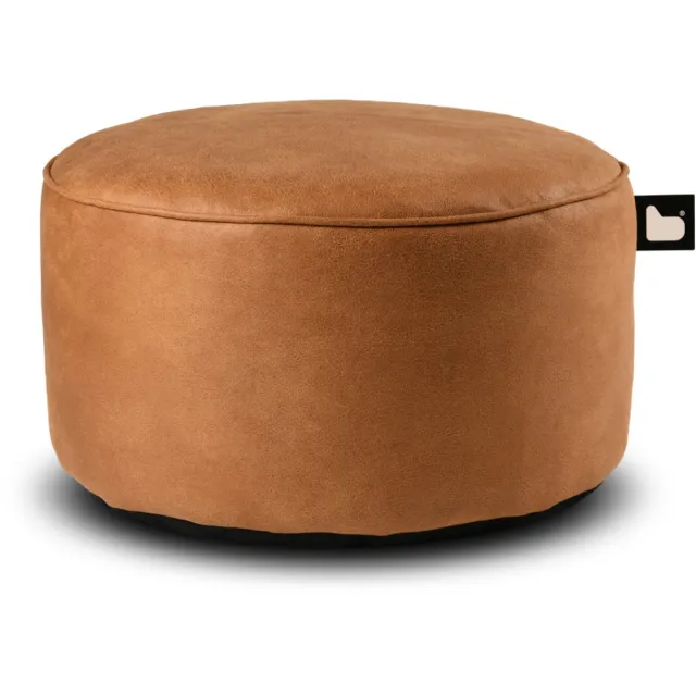 Extreme Lounging b-poufe luxury - poef rond - voor binnen - comfortabele leatherlook - 60x40cm - tan bruin