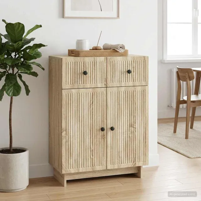 vidaXL Dressoir Sonoma Eiken 66 x 34,5 x 90 cm Bewerkt hout Bruin