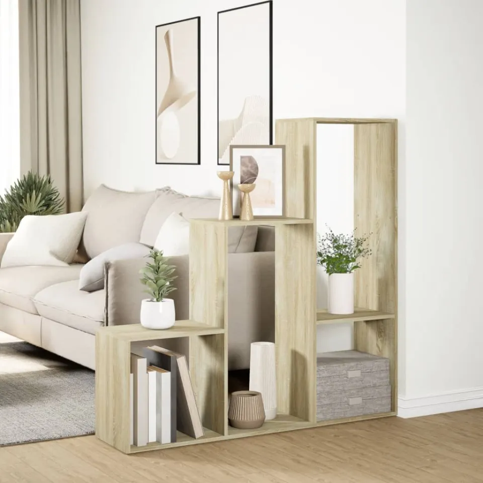 vidaXL Kamerscherm / boekenkast 123x29x123 cm hout sonoma eiken, foto 4