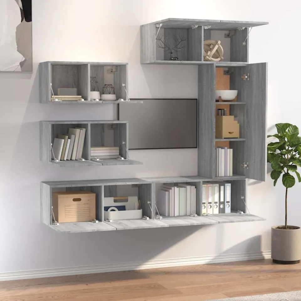 vidaXL 6-delige Tv-meubelset bewerkt hout grijs sonoma eikenkleurig, foto 3