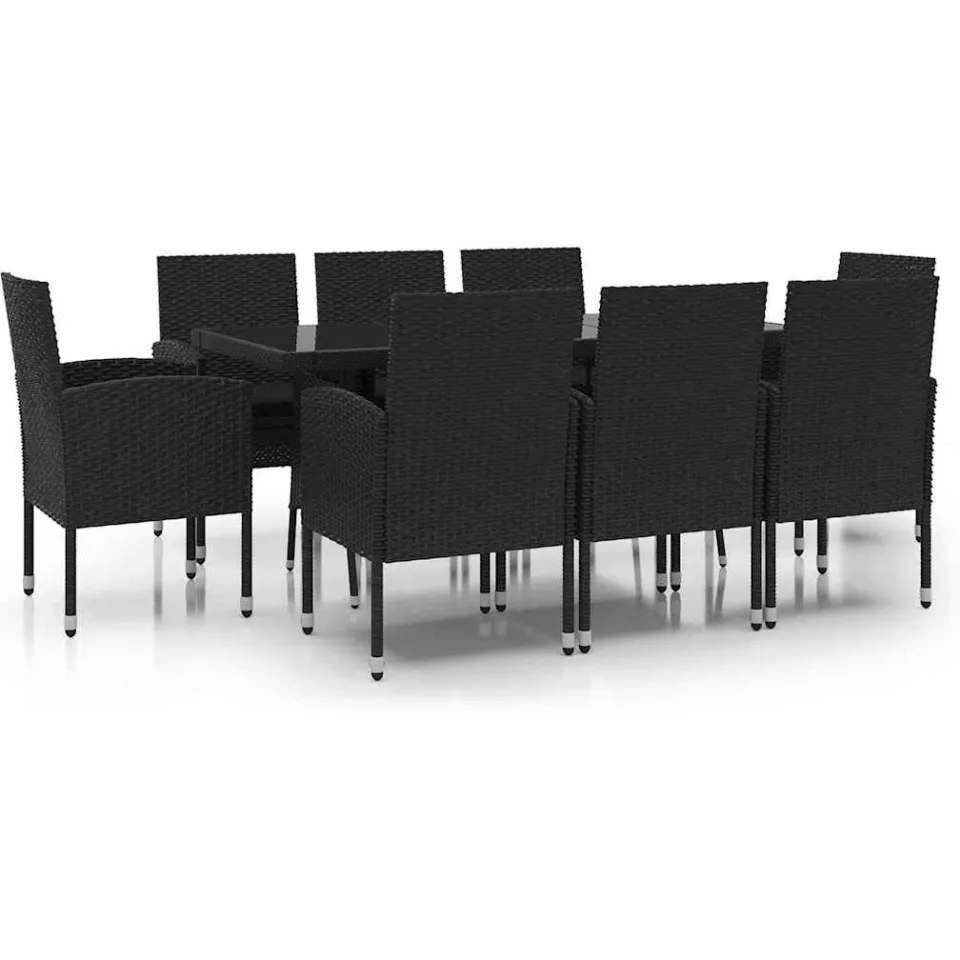 vidaXL 9-delige Tuinset poly rattan zwart, foto 3