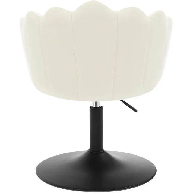 Klarven Kaptafelstoel Fluweel crème - Zwarte Kaptafelstoel - Vanity Chair - Hoogteverstelbaar en 360 Graden Draaibaar - Zachte Ergonomische Rugleuning - Draagkracht 150 kg - B55xd50xh78,5cm