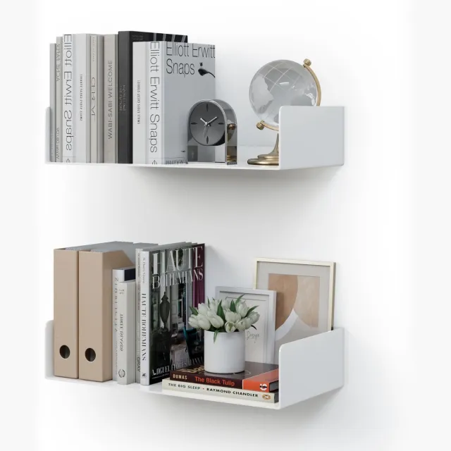 Unyqoos Set van 2 moderne witte wandplanken voor veelzijdige opbergruimte