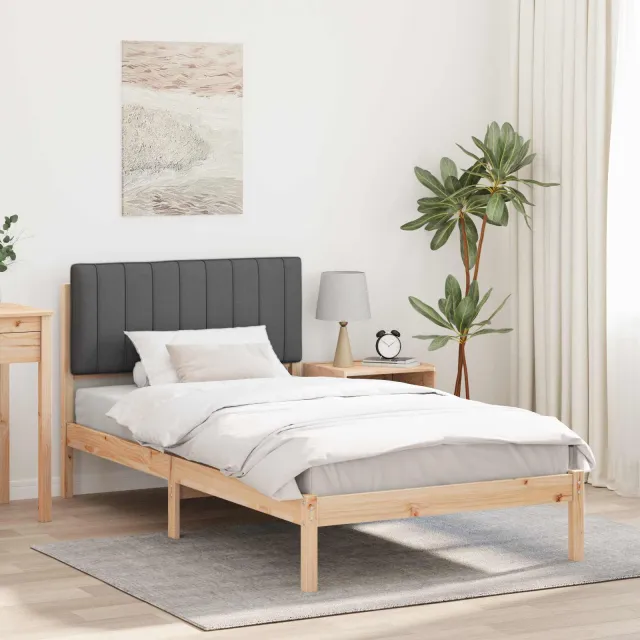 vidaXL Bedframe met Gevoerd Hoofdgedeelte Donkergrijs 100 x 200 cm