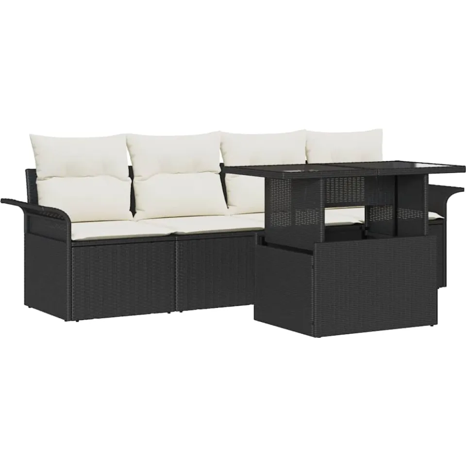 vidaXL Tuin Sofa Set 5 st Zwart [Synthetisch]: Poly Rattan
