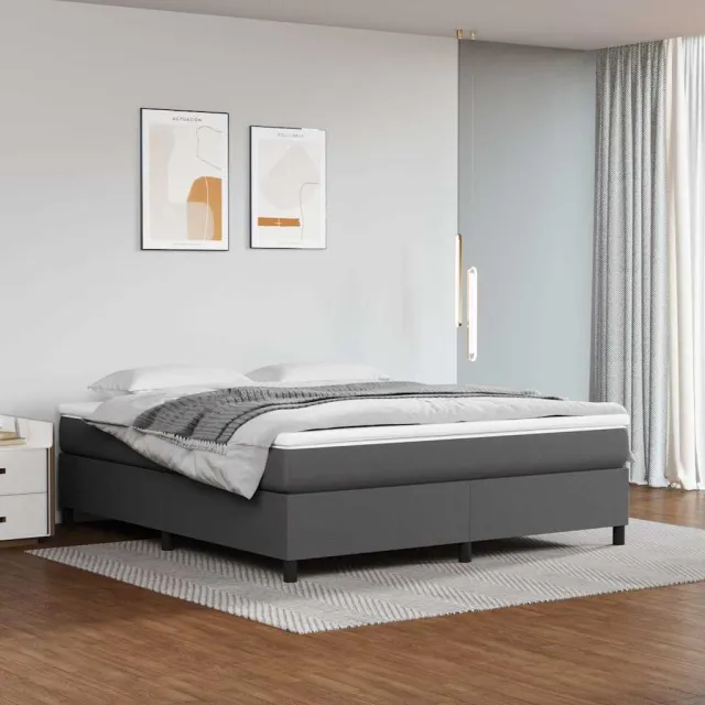 vidaXL Boxspring met matras kunstleer grijs 160x200 cm