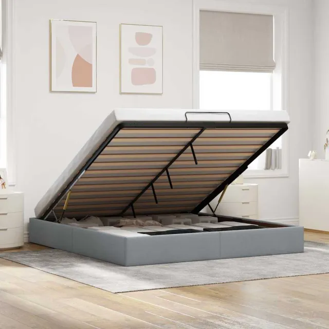 vidaXL Bedframe zonder matras 180x200 cm stof lichtgrijs