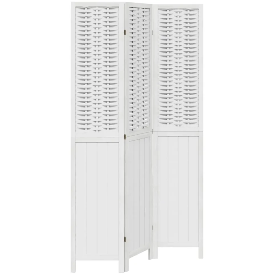 vidaXL Kamerscherm met 3 panelen massief paulowniahout wit
