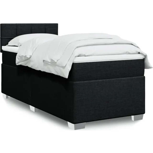 vidaXL Boxspring met matras stof zwart 100x200 cm