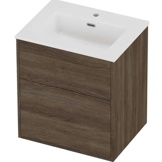 Proline Tribute Badmeubelset Porselein Elegant In Kader 60x46x67 cm Glans Wit Vital Oak Eiken