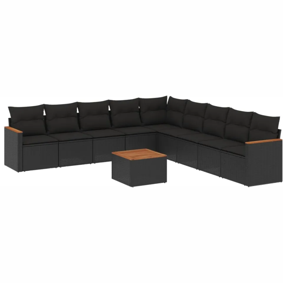 vidaXL Patio Sofa Set 9-zits Black, foto 3