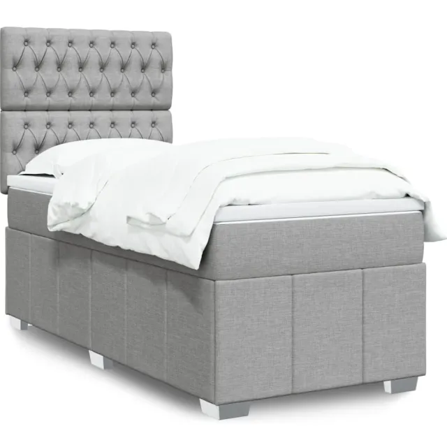 vidaXL Boxspring met matras stof lichtgrijs 90x200 cm grijs