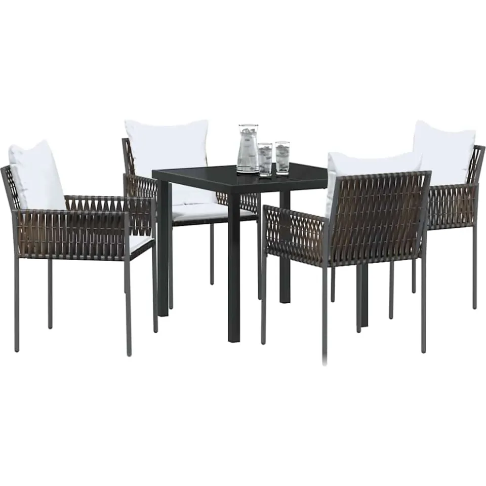 vidaXL Tuin eettafelset 5 st Bruin en zwart PE Rattan, foto 2