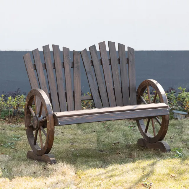 STILVORA Bankje 2-Zits 108 X 66 X 95 Cm - Met Armleuningen En Comfortabele Gebogen Rugleuning - Voor Tuin En Terras - Massief Hout - Donkerbruin Dark Brown