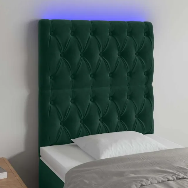 vidaXL Hoofdbord LED 80x7x118/128 cm fluweel donkergroen