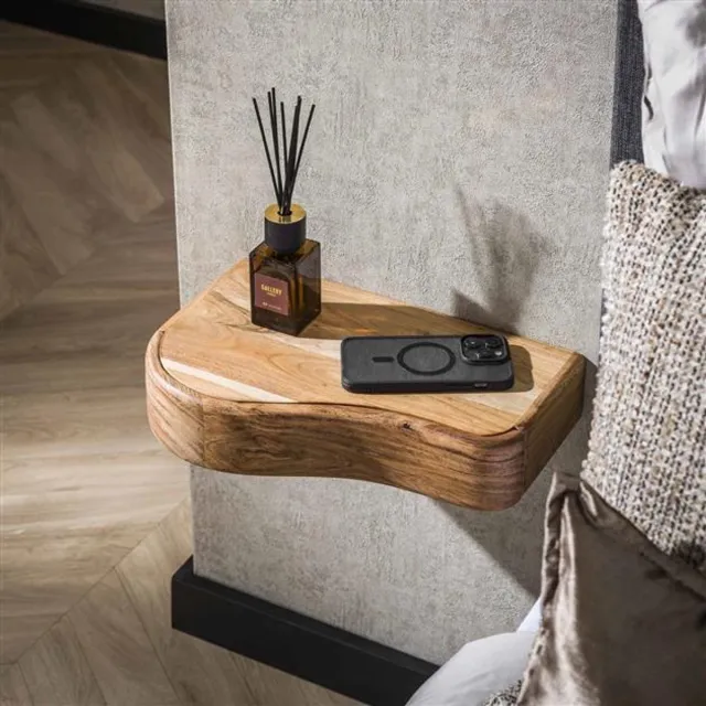 LT-Luce Nachtkastje Organic Massief Acacia 1 Lade 2 Stuks Links + Rechts Bruin
