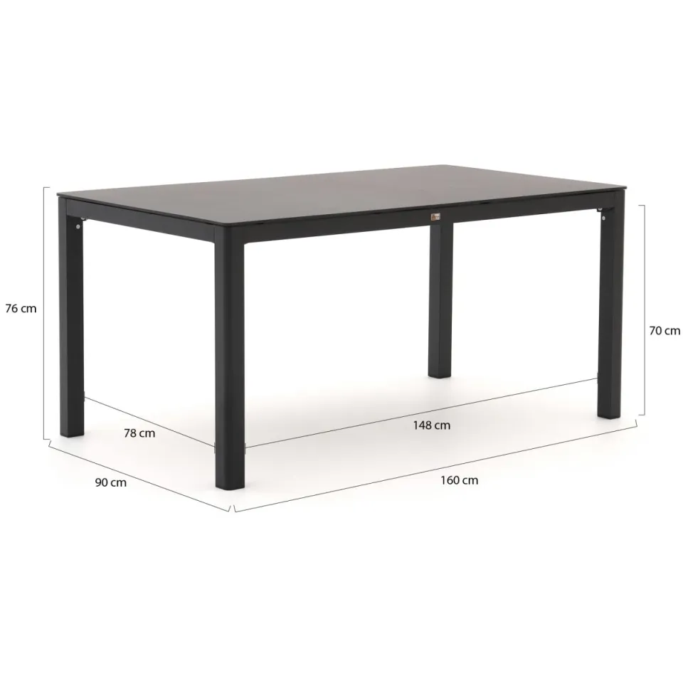 Bellagio tuinmeubelen Bellagio San Lupo/La Fonte 160cm dining tuinset 5-delig grijs, foto 3