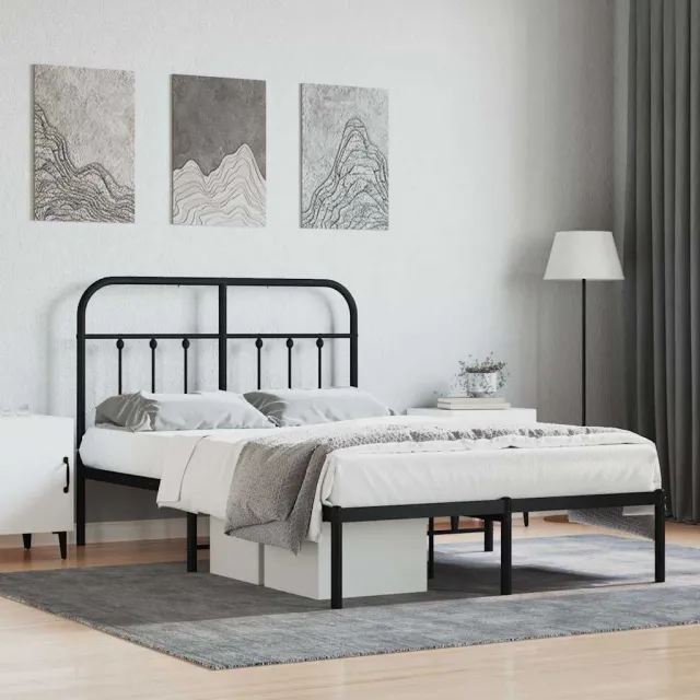 vidaXL Bedframe met hoofdbord metaal zwart 120x200 cm