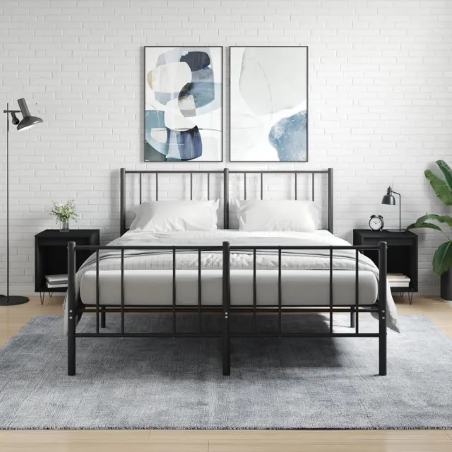 vidaXL Nachtkastjes 2 st 40x35x50 cm bewerkt hout zwart, foto 2